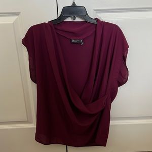 Burgundy red scoop neck short sleeve blouse from ASOS size US 12.